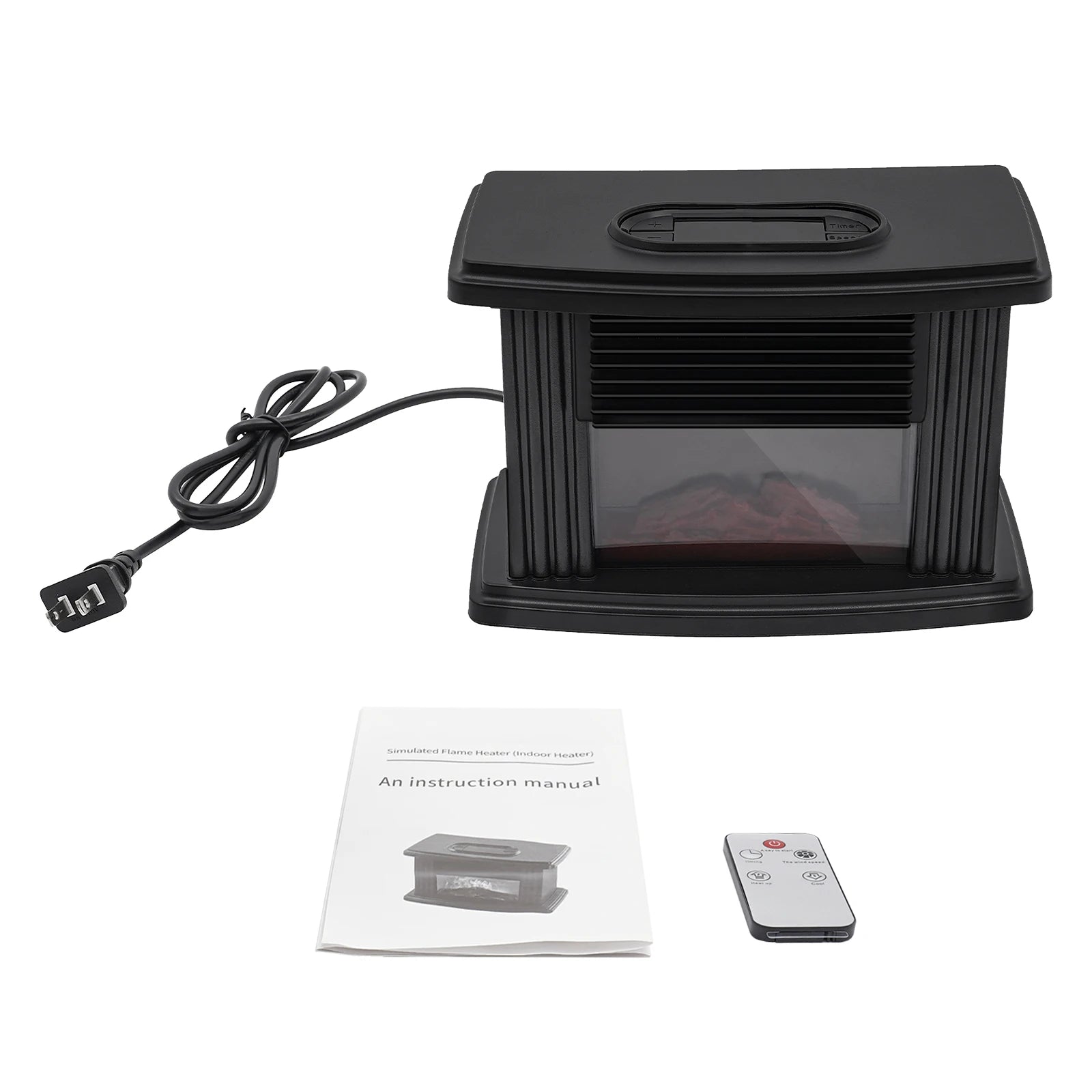 Mini Warmer Fan Space Heater Electric Fireplace Heater Simulated Flame Quiet Operation Portable Heating  with Remote Control