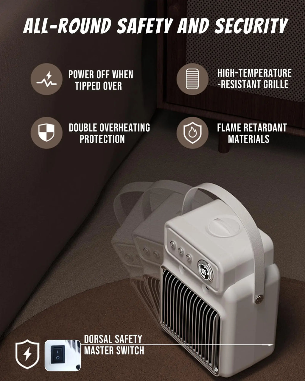 3 in 1 Electric Space Heater Cooling Fan & Heater Fan & Humidifier 1200W Portable Heater timed &Overheat Protection Desk Heaters